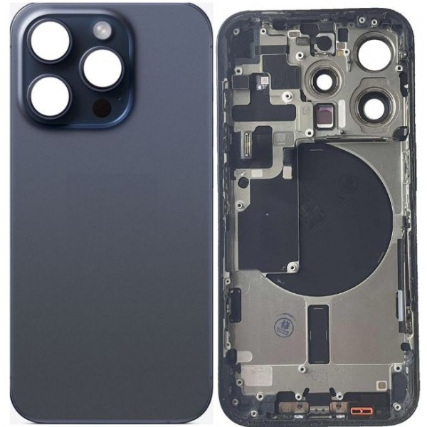 Carcasa Intermedia Con Tapa Trasera para iPhone 15 Pro Max - Negro