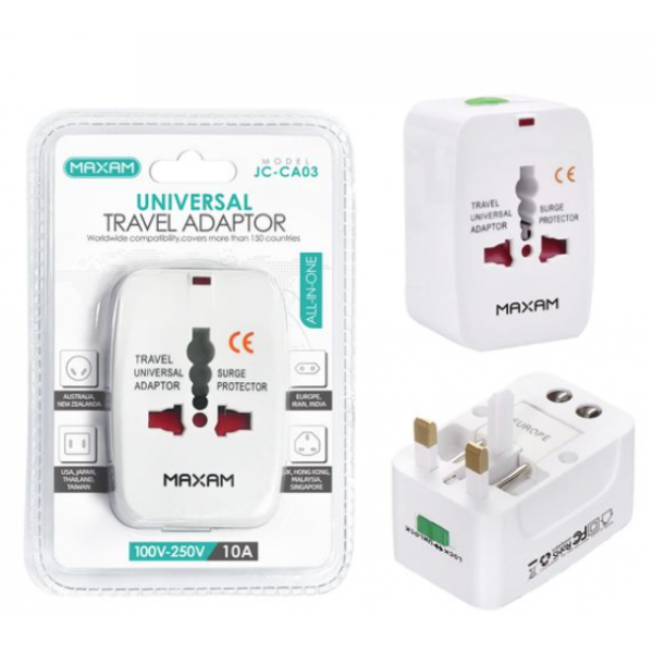 n30.1 JC-CA03 Toma De Conversión Multifunción Blanco (Tipo De Clavija : Euro,US,UK,AU) /Adaptador Cargador Universal /MAXAM