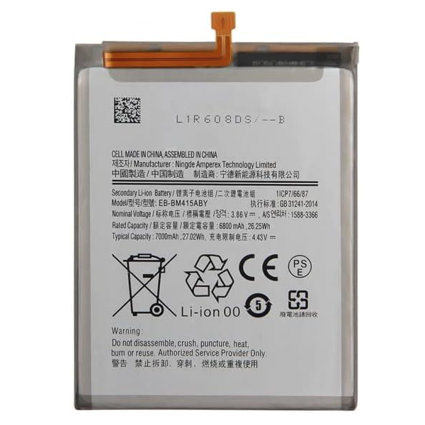 Bateria Litio BM415 Para Samsung M515 / M51 4G De 6800mAh,26.25Wh