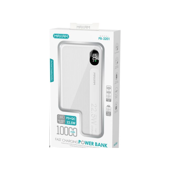 n164 PB-3201 Maxam Cargador Portátil con Carga Rapida 22.5W / 10000mAh